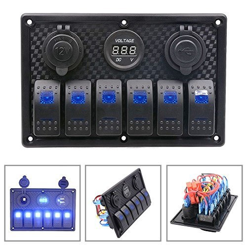 DCFlat 6 Gang Circuit LED Waterproof Rocker Switch Panel w ... sea nymph boats fuse box 