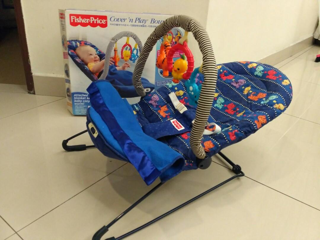 Fisher price cover and play bouncer best sale