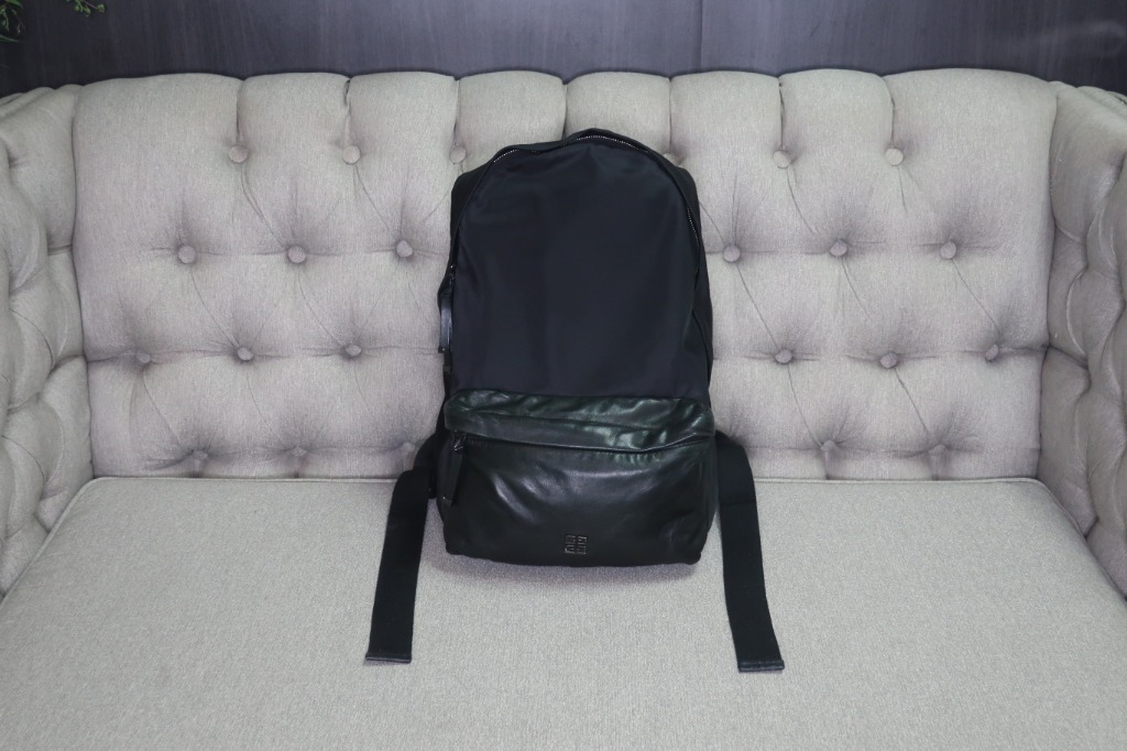 leather and nylon backpack