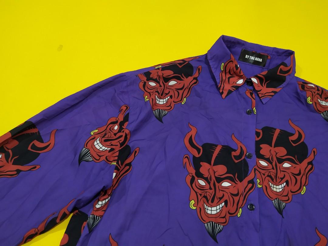 Forsale Random Devil Print Polo Buttondown Longsleeve Men s