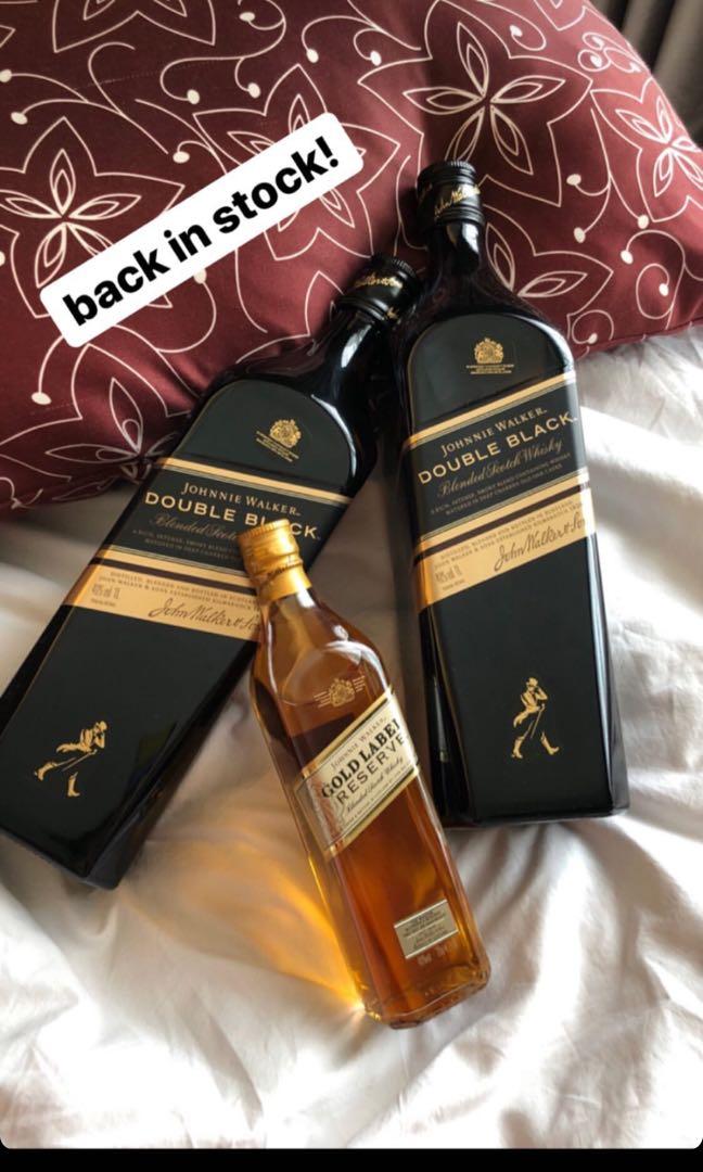 Johnnie Walker double black 1L 2 botol + Johnnie Walker gold ...