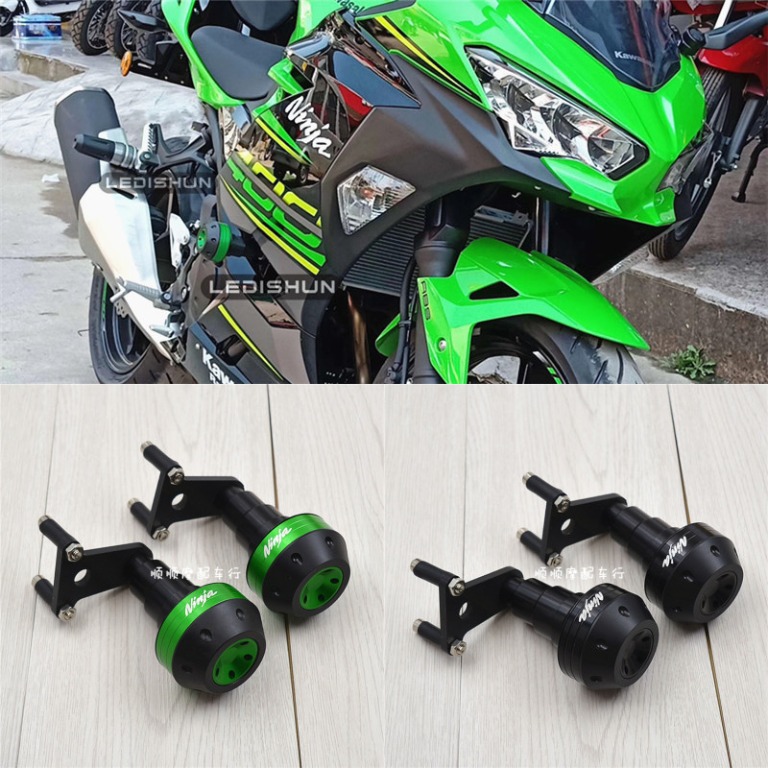 Lave Holde udbytte Kawasaki Z400 Ninja400 Ninja 400 EX400 Sliders set left right green black  red orange engraved Rounded set protection protect guard, Motorcycles,  Motorcycle Accessories on Carousell