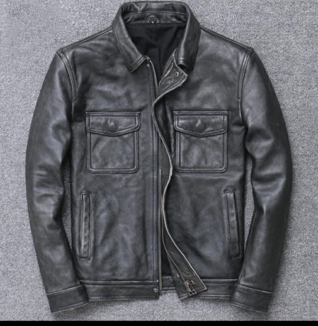 Mens black clearance genuine leather jacket