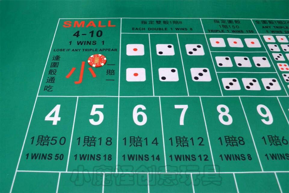 Sic bo casino dice gambling game mat dice gamble green felt layout