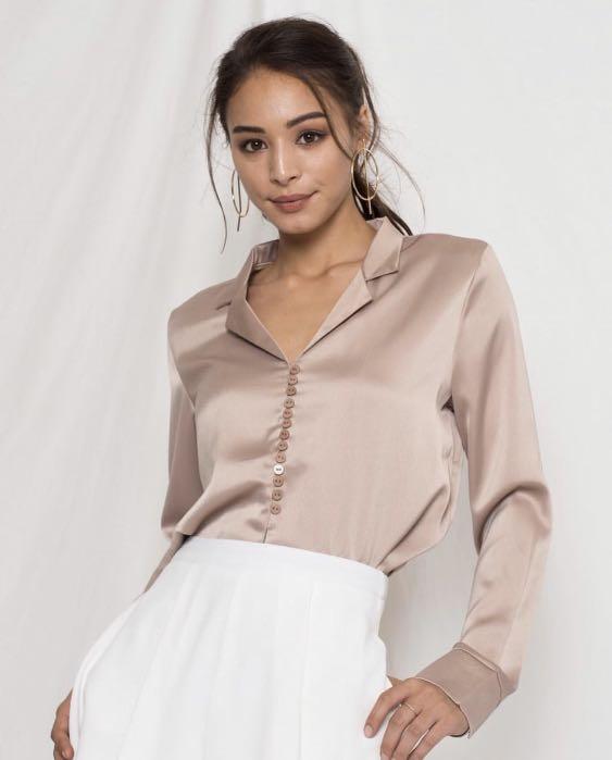 bronze satin blouse