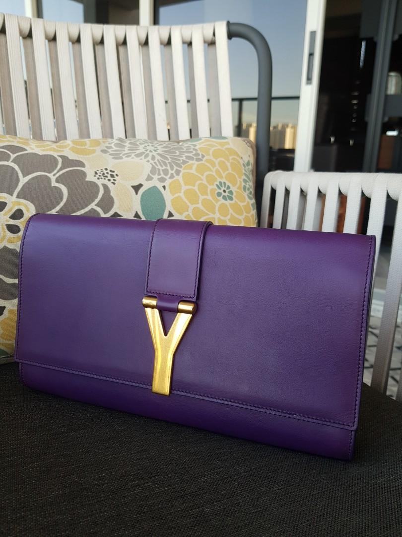 YSL royal purple clutch, Luxury, Bags u0026 Wallets on Carousell