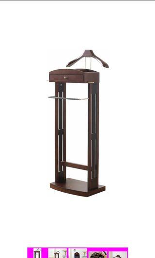 Proman Products VL16226 Wooden Wood Wardrobe Coat Jacket Trouser Hanger Hanging Rack with Jewellery Watch Necklace Accessories Holder Storage Drawer Chest Valet