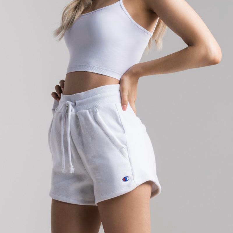 champion reverse weave shorts white