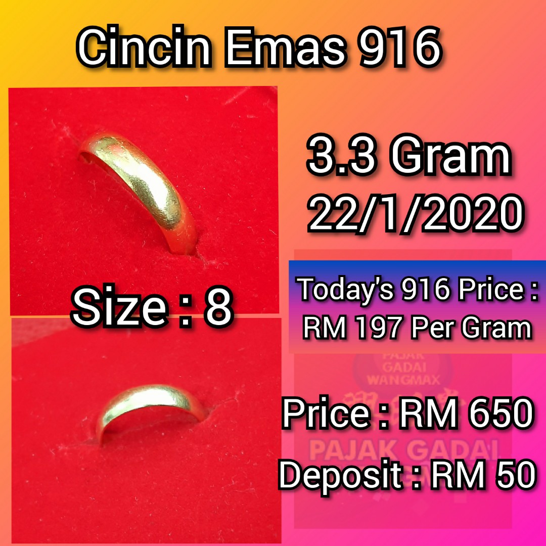 Cincin Emas 916, Women's Fashion, Jewellery on Carousell