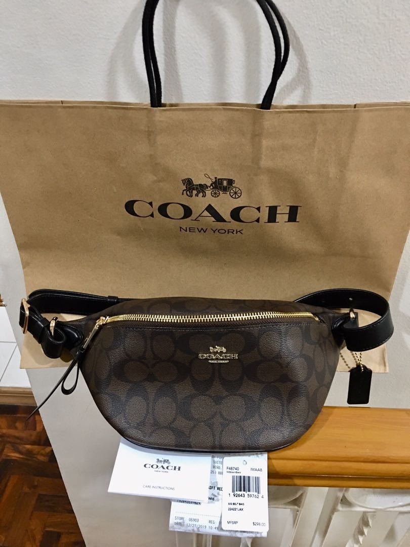 coach belt bag black signature