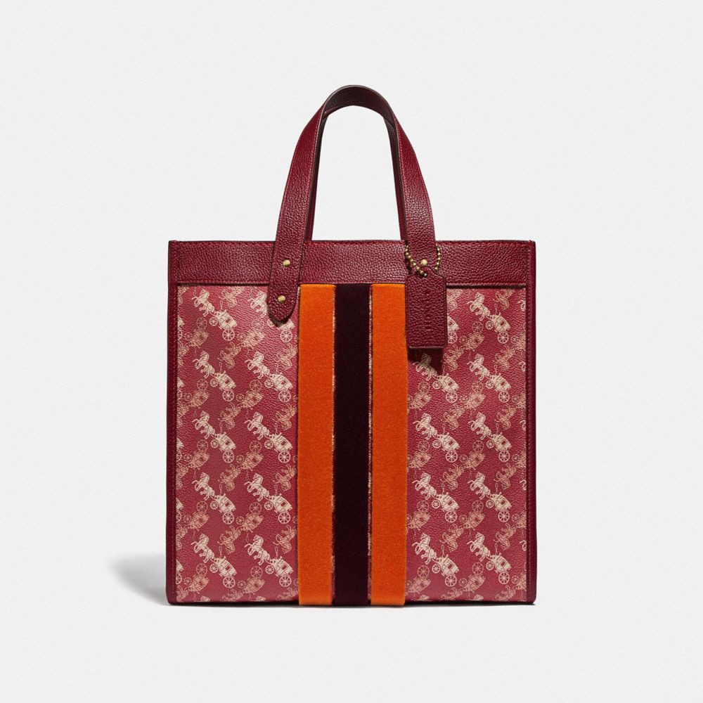 field tote 40 with horse and carriage print and varsity stripe