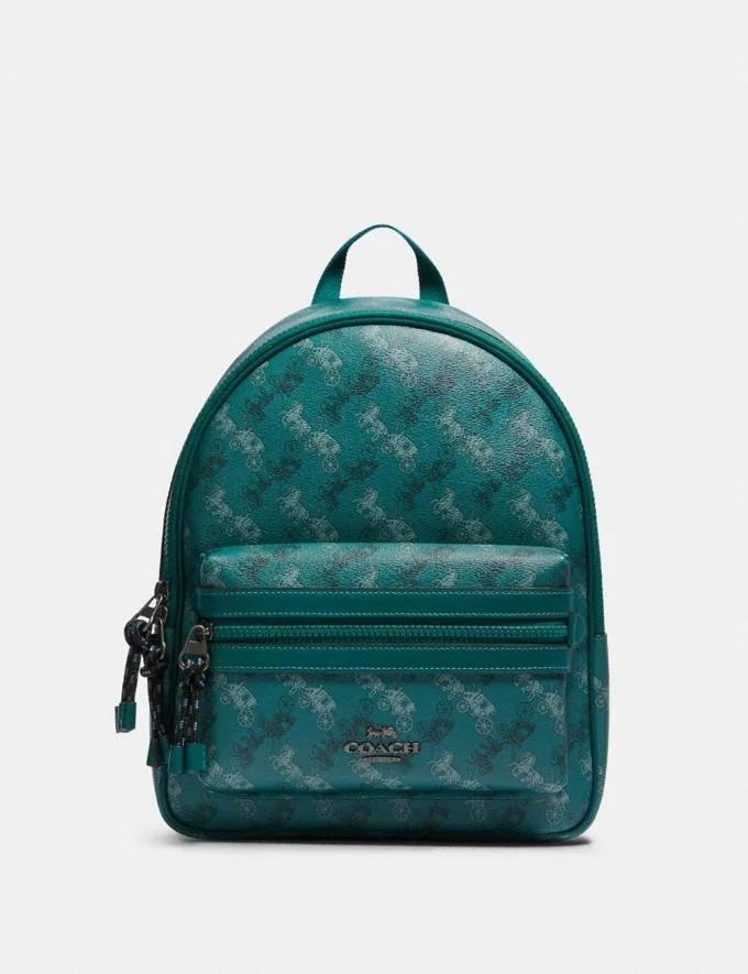 Coach F82136 Vale Medium Charlie Backpack With Horse And Carriage Print