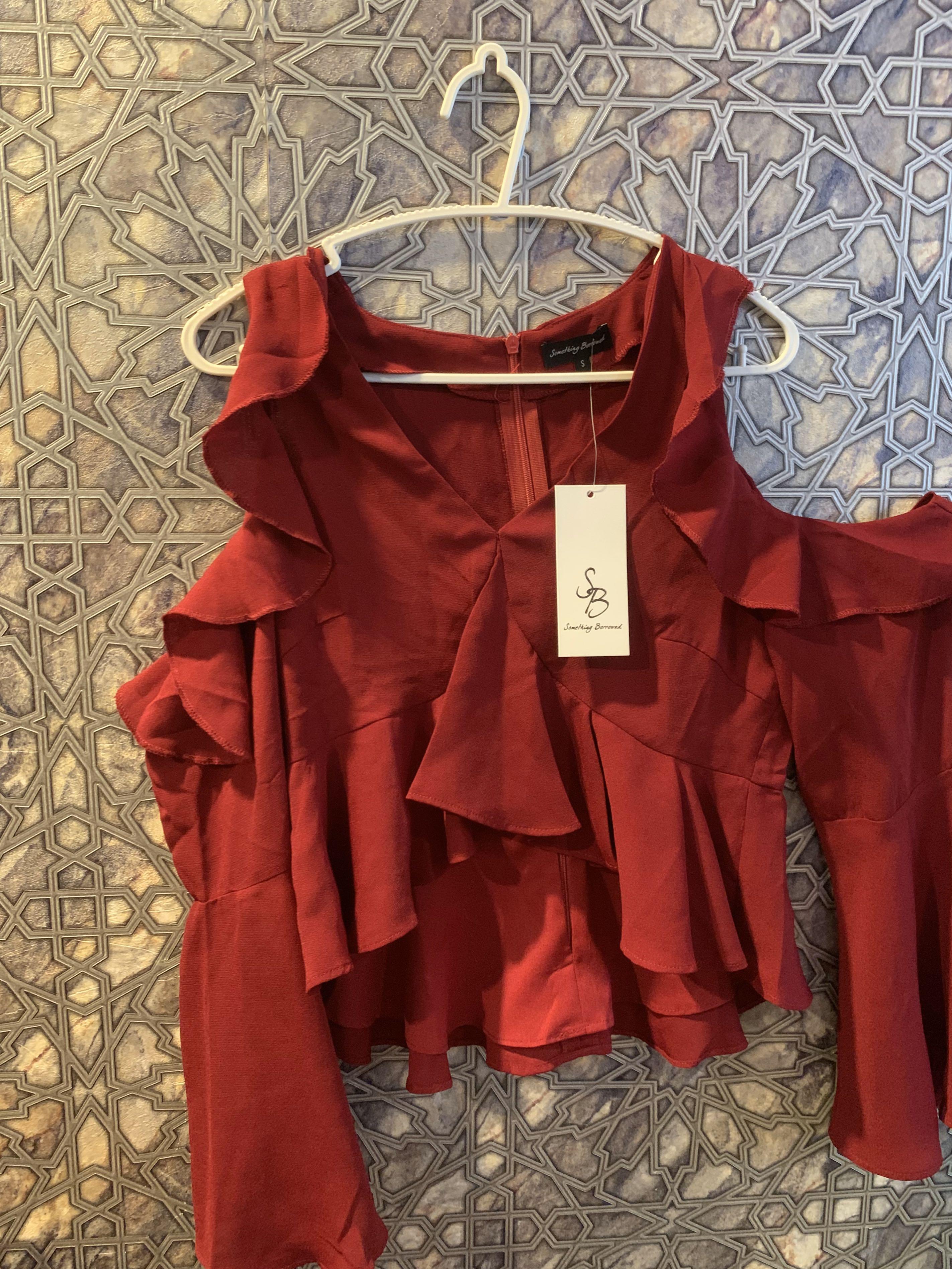 cold shoulder ruffle blouse