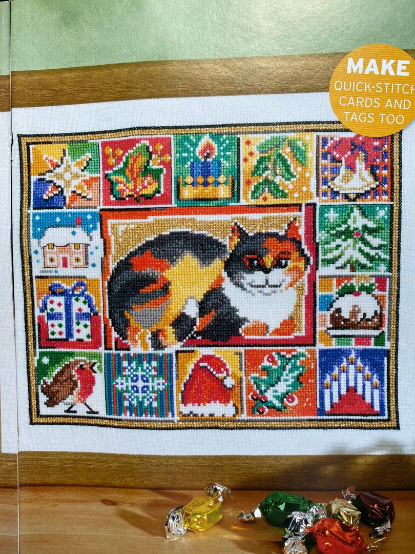 Colorful Calico Cat Cross Stitch Chart, Hobbies & Toys, Stationery