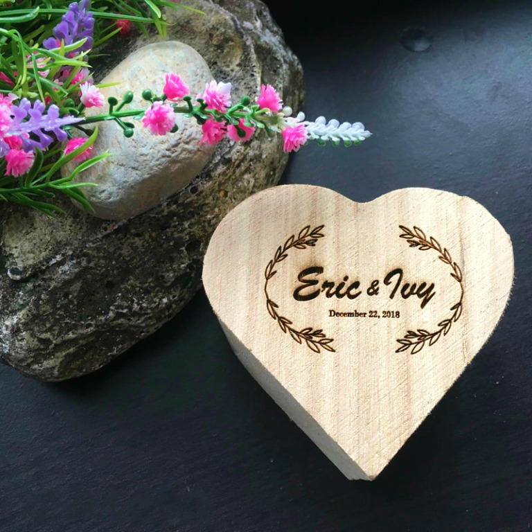 Engraved Wooden Heart Box Design Craft Handmade Craft On Carousell