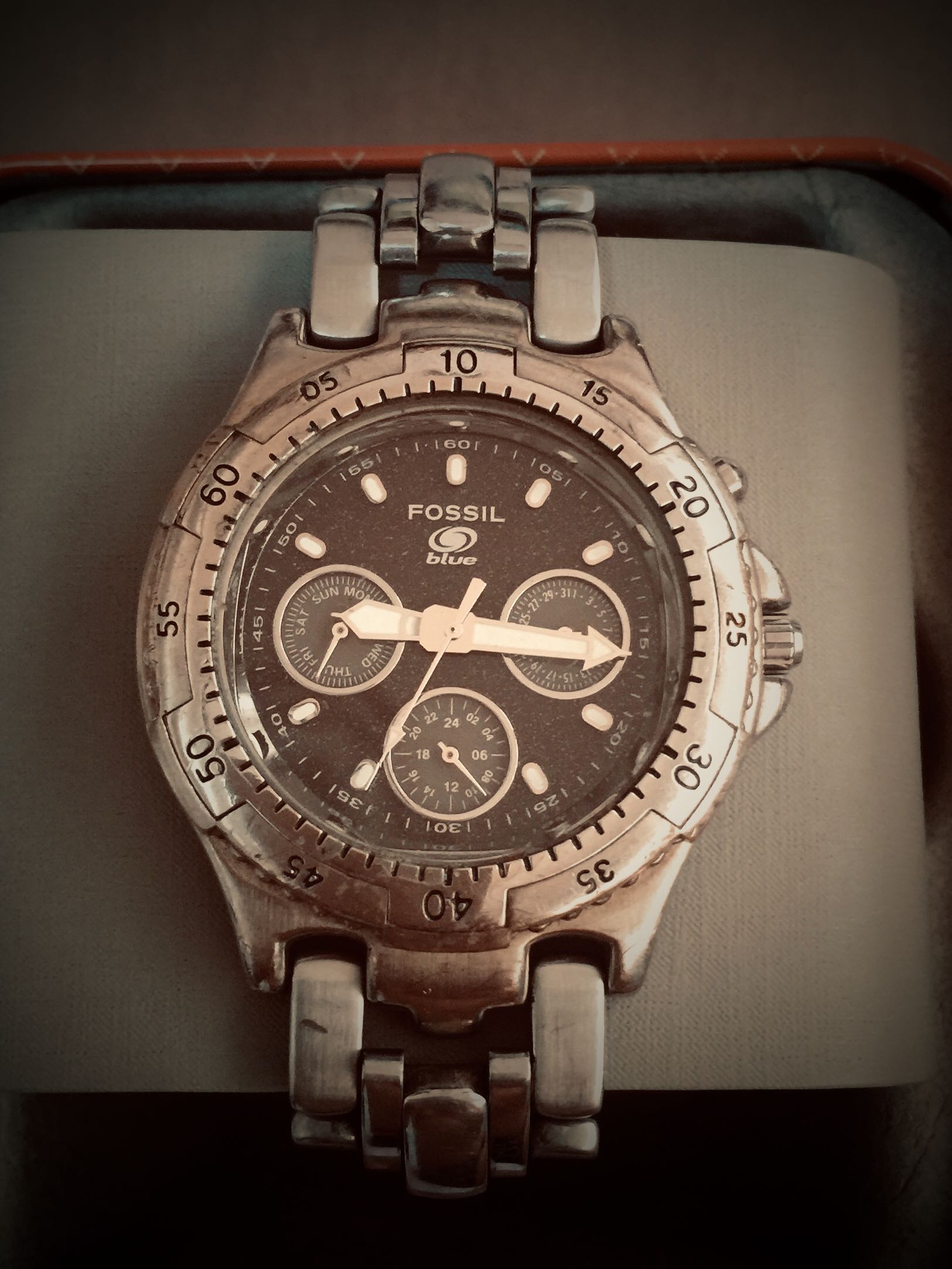Fossil blue watch, Men's Fashion 