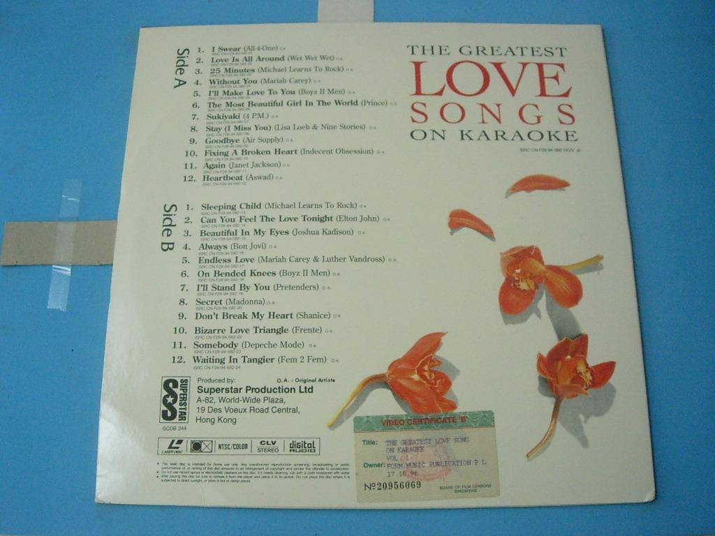 Laser Disc Karaoke imported (used, in great condition) (Category: CDs & DVDs) located in Cainta. Submitted by rlt1870 (Listing ID 274328611, Image 2). Description: Laser Disc Karaoke imported (used, in great condition). well kept. was purchased in singapore. The Greatest Love Songs Vol. 1 (used) P300 Grammy Award Winners 1 (used) P300 Super Hits Collection Vol. 2 (used) P300 Antipolo Rizal 0943-0616388.