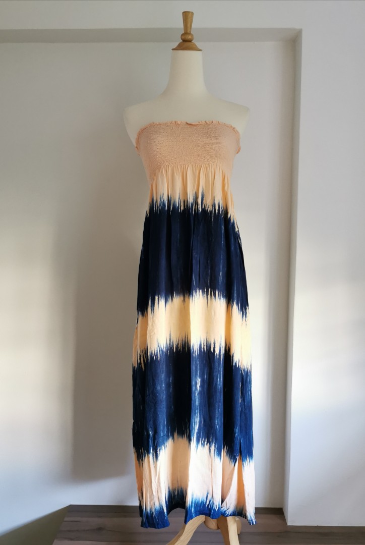 Orange and blue tie dye dress