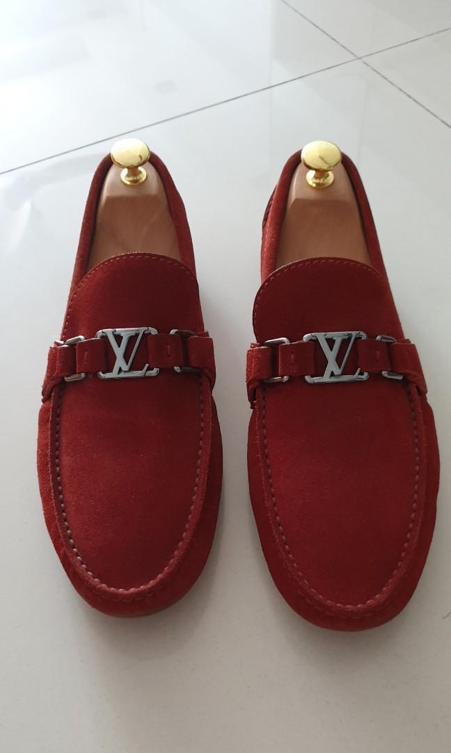 Louis Vuitton, Shoes, Mens Louis Vuitton Loafers In Red Suede With Brown  Leather Trimming Details