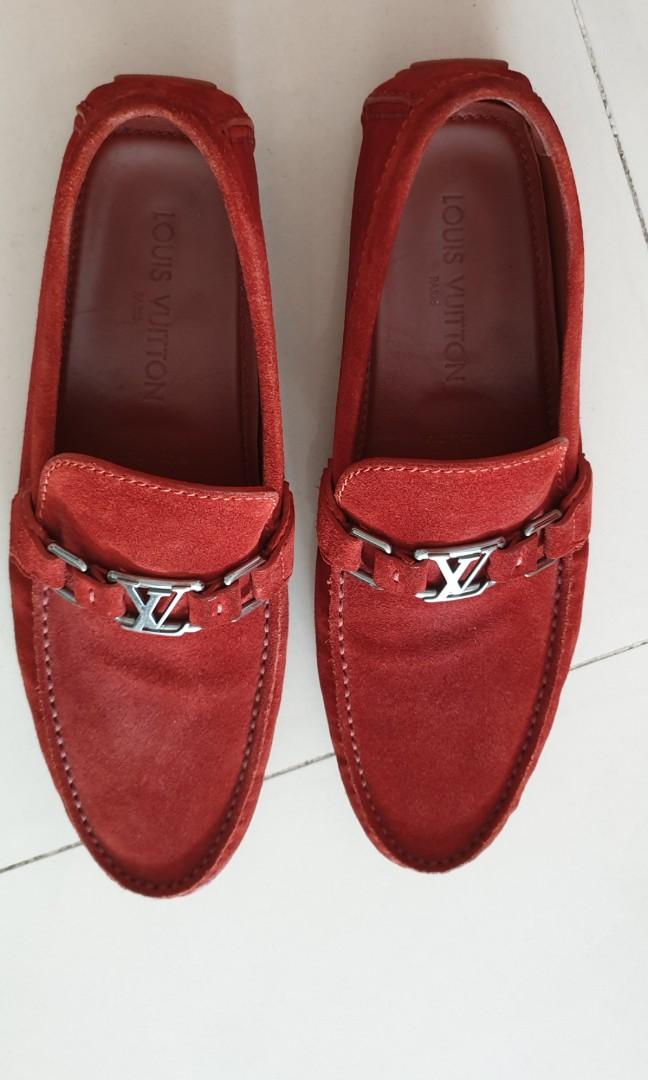 LOUIS VUITTON Loafers Shoes Leather Wine Red LV Auth bs6418 ref