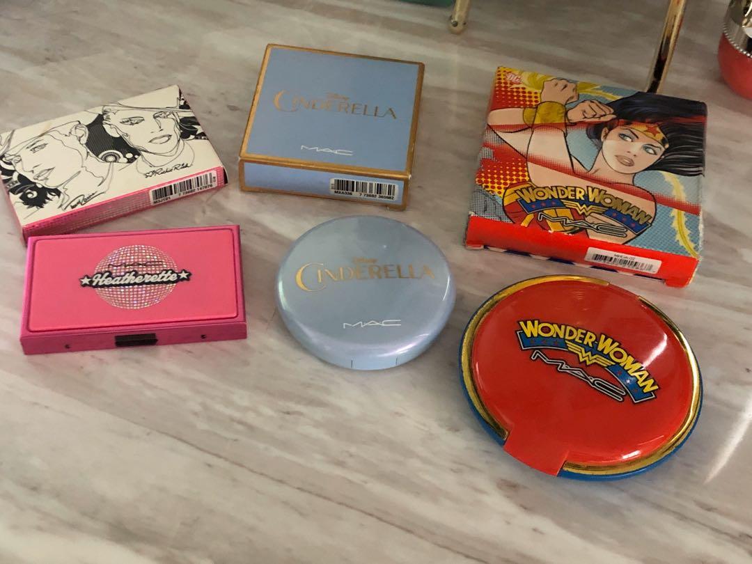 Make up bundle collection (Category: Makeup) located in Manila. Submitted by primrepublic (Listing ID 274257718, Image 1). Description: All are limited edition Bnew unused mac x cinderella powder in mystery princess Bnew unused mac heatherette eye shadow pallete in heatherette trio Mac wonderwoman bronzer and blush (shuttered and fixed) Great for make up collectors Decluttering all authentic .
