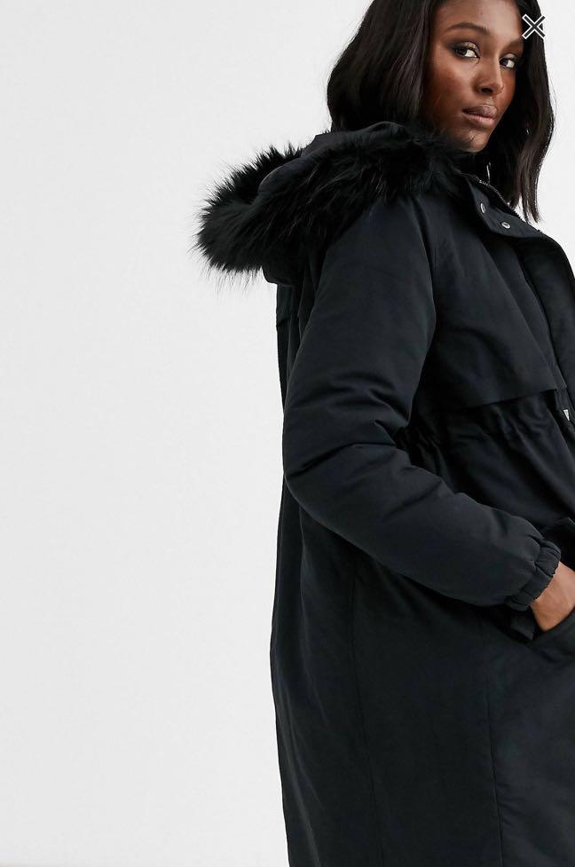 Mamalicious maternity parka with faux fur hood Women s Fashion Coats Jackets and Outerwear on Carousell