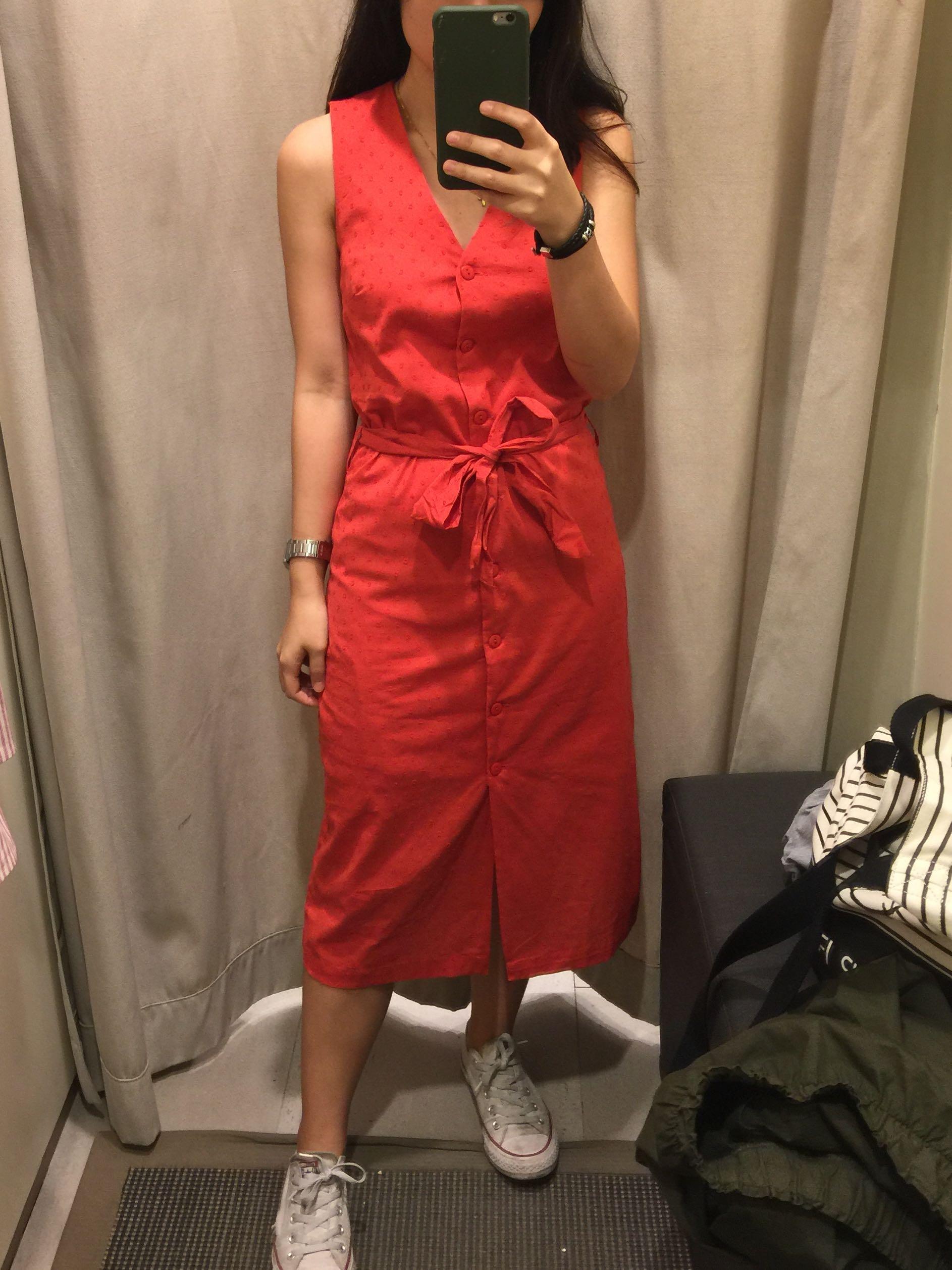 mango red midi dress