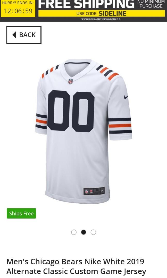 Chicago Bears Nike White 2019 Alternate Classic Game Jersey - Men's