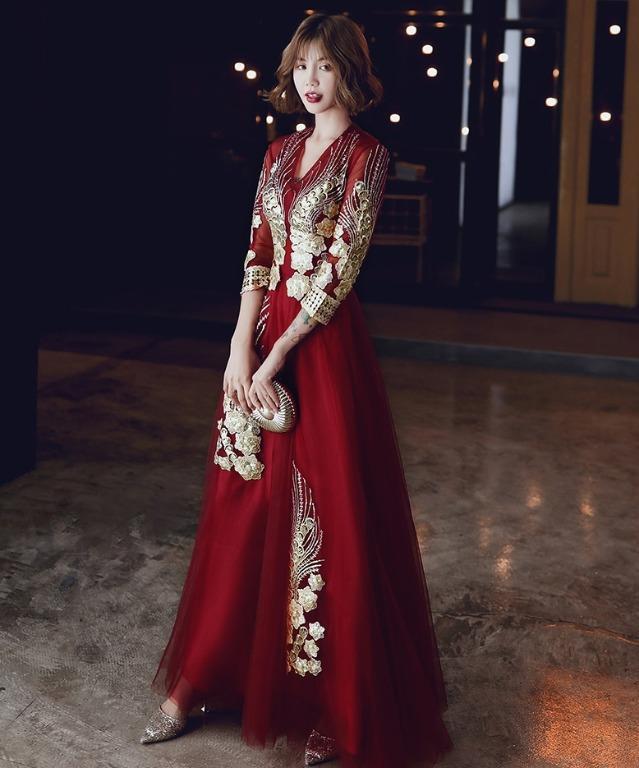 Gold and red prom dress clearance