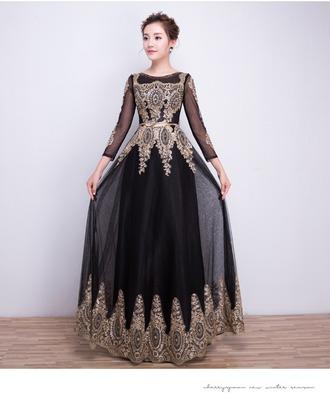dress black and gold muslimah Marwa Fashion Abayas for Women Muslim main image 1