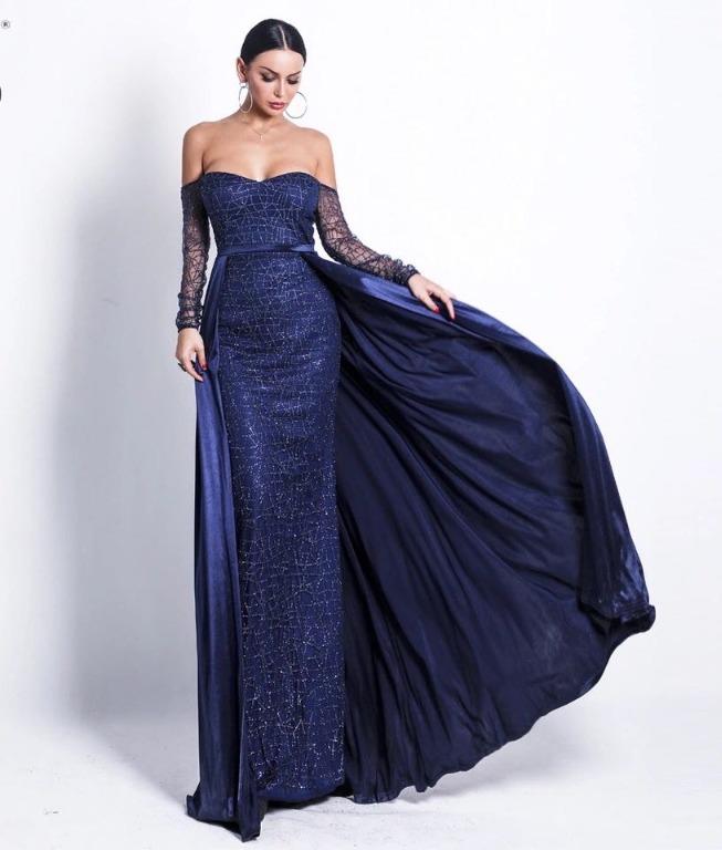 pre order silver gold blue glitter bodycon long sleeve off shoulder wedding evening prom dress gown RBP1278 Women s Fashion Dresses Sets Evening dresses gowns on Carousell