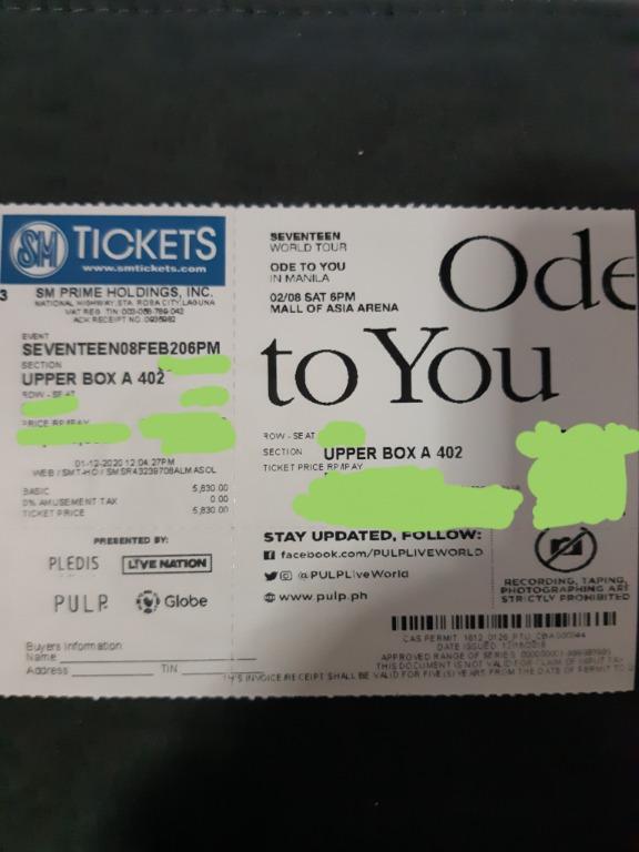 SEVENTEEN Ode to You in Manila Concert Ticket, Tickets & Vouchers ...