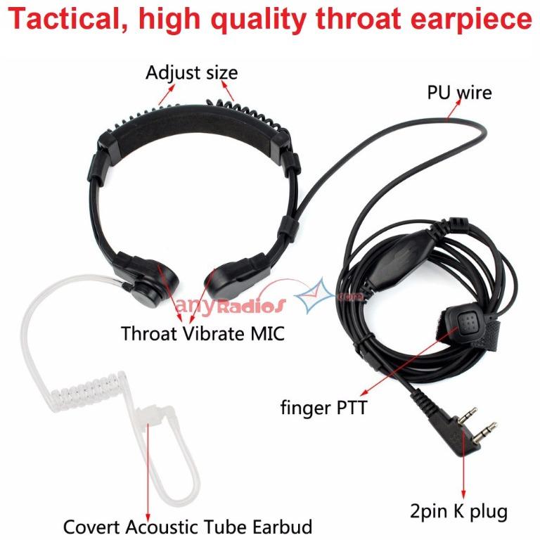 2 Pin PTT K-type Air Covert Acoustic Tube Security Earpiece - Any