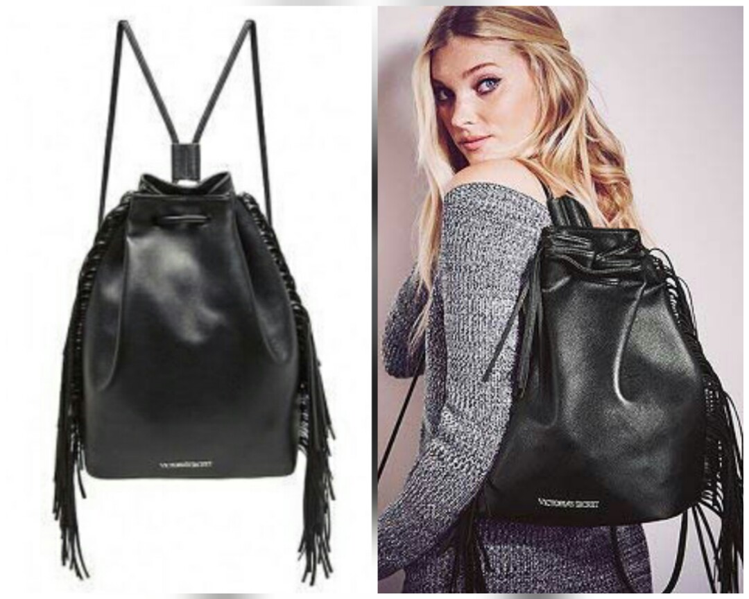 victoria secret black leather backpack