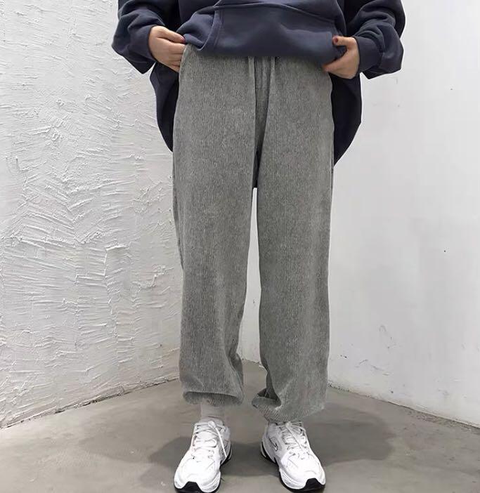 900 tumblr basic ulzzang ribbed corduroy cuffed sweatpants