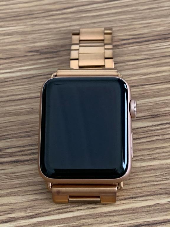 Apple Watch Series 3 42mm Gold Aluminum Pink Sand Sport Band GPS with 3 extra HOCO watchbands and Spigen Screen Protector Women s Fashion Watches Accessories Watches on Carousell