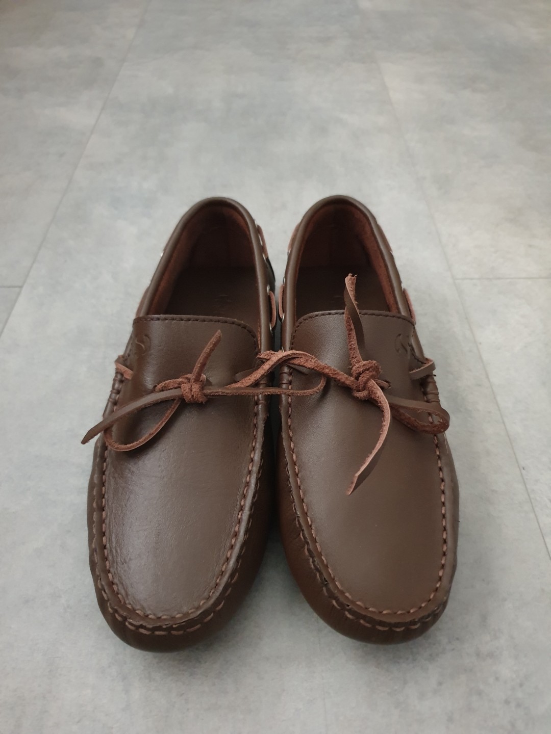 BNIB Superga Moccasin Brown Full Grain Leather Men s Fashion