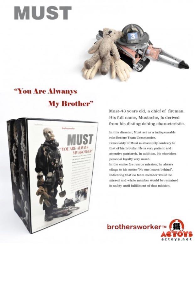 Brother worker 鐵人兄弟消防員12吋Figure 公仔MUST 1/12 1/6 toys 