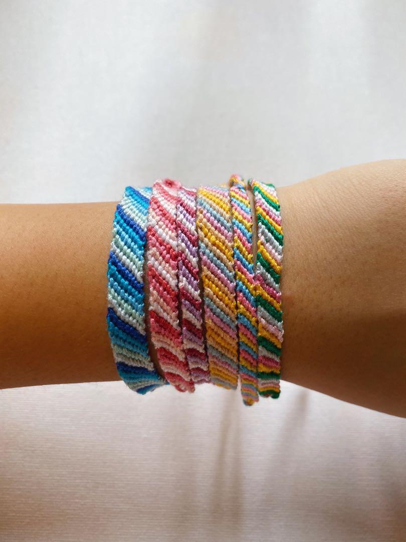 Candy Stripe Adjustable Handmade Friendship Bracelet Vsco Inspired Women S Fashion Jewellery Bracelets On Carousell