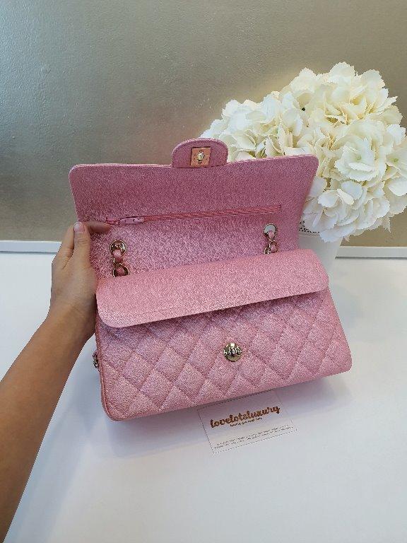 Chanel 19S Classic Quilted Double Flap Medium Large Size Light Pink ...