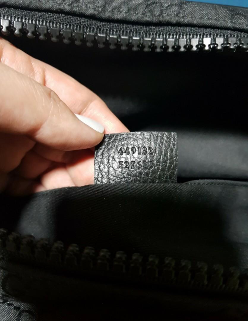 Gucci Black Monogram GG Belt Bag Fanny Pack Waist Pouch 105g5