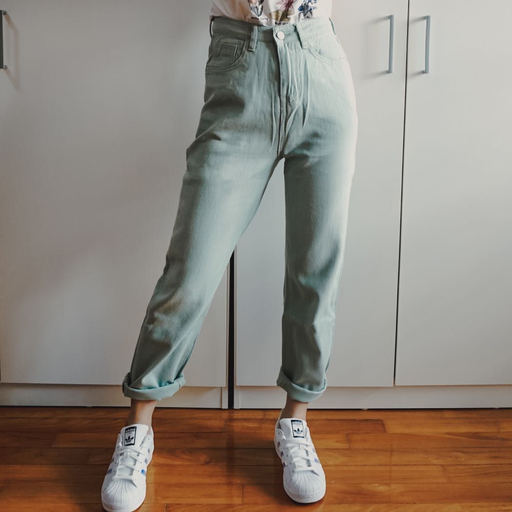 Mint green 2025 mom jeans