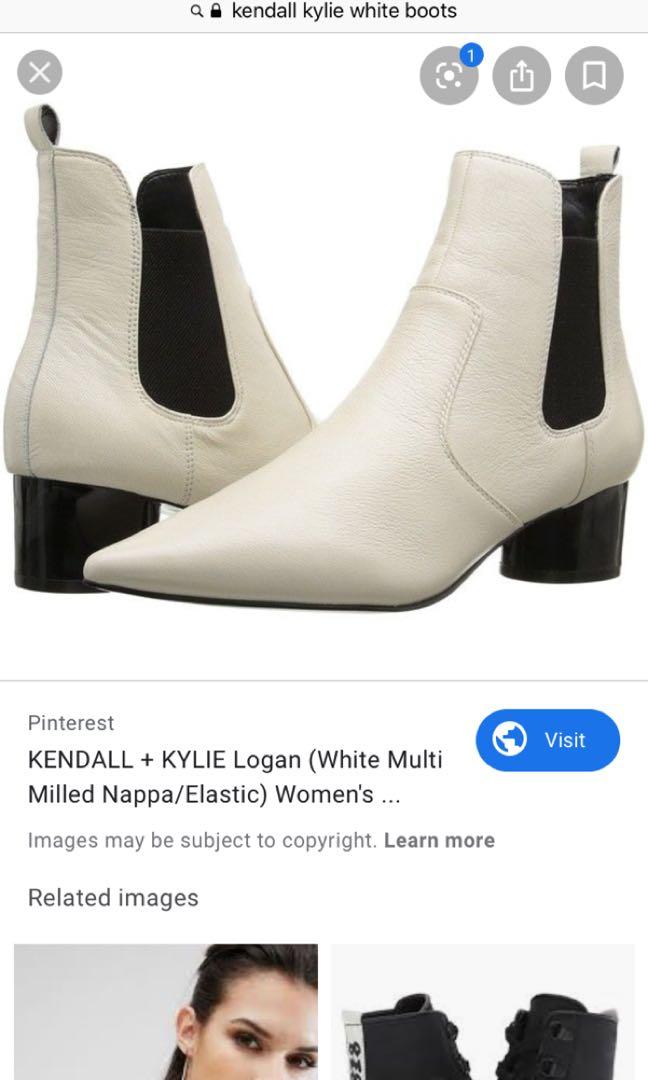 Kendall Kylie off white leather ankle boots EU39
