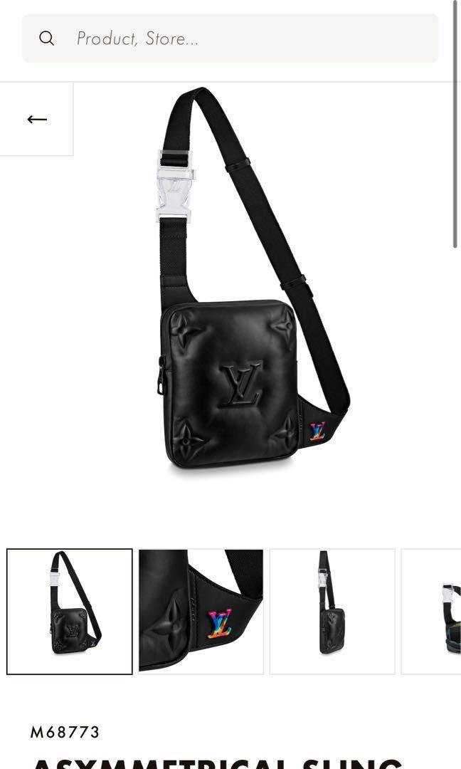 LV 2054 collection asymmetrical quilted sling bag, Men's Fashion