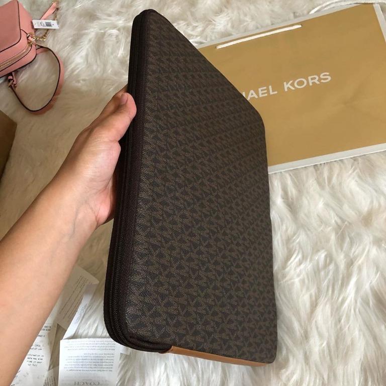 Michael Kors Signature Canvass and Calf Leather Connie Padded Laptop Case