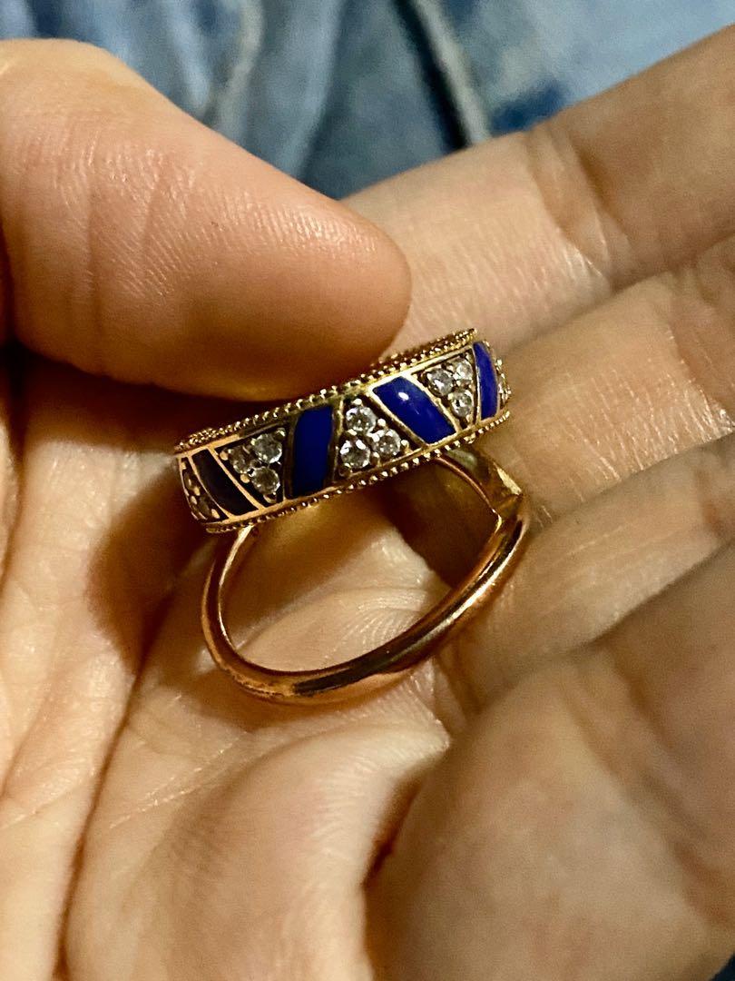 Pandora Wishbone Blue Stripes And Stones Rings Women S Fashion Accessories Others On Carousell