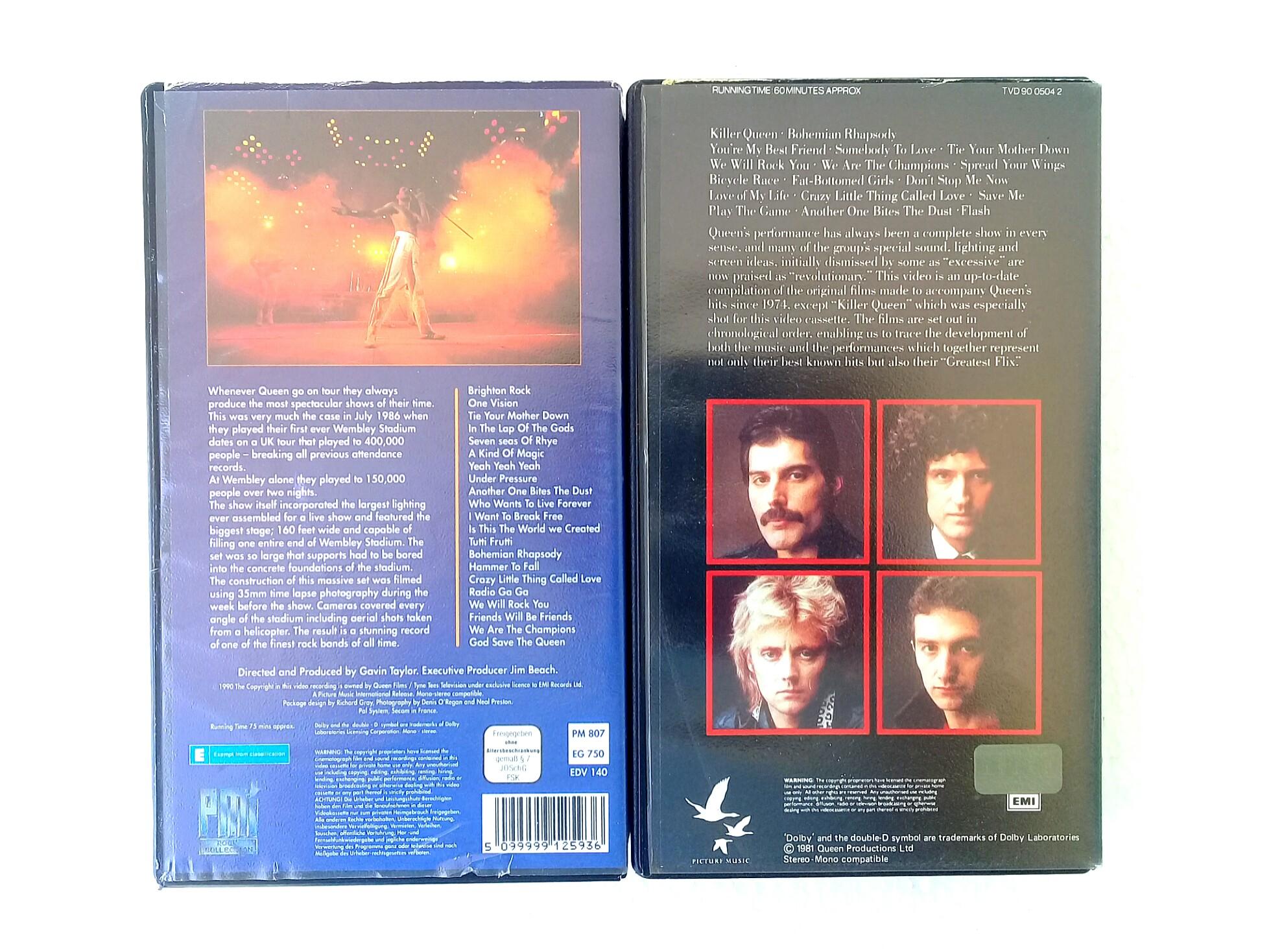 Queen at Wembley + Queen Greatest Flix VHS Video Tapes, Hobbies & Toys
