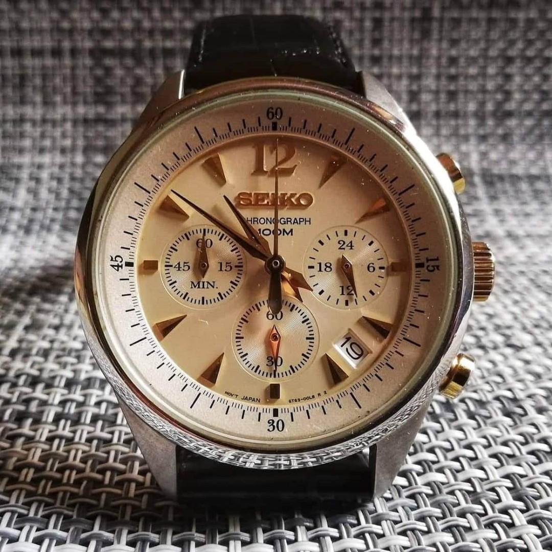 Seiko 6T63 Chronograph Two Tone Quartz Watch, Men's Fashion, Watches &  Accessories, Watches on Carousell