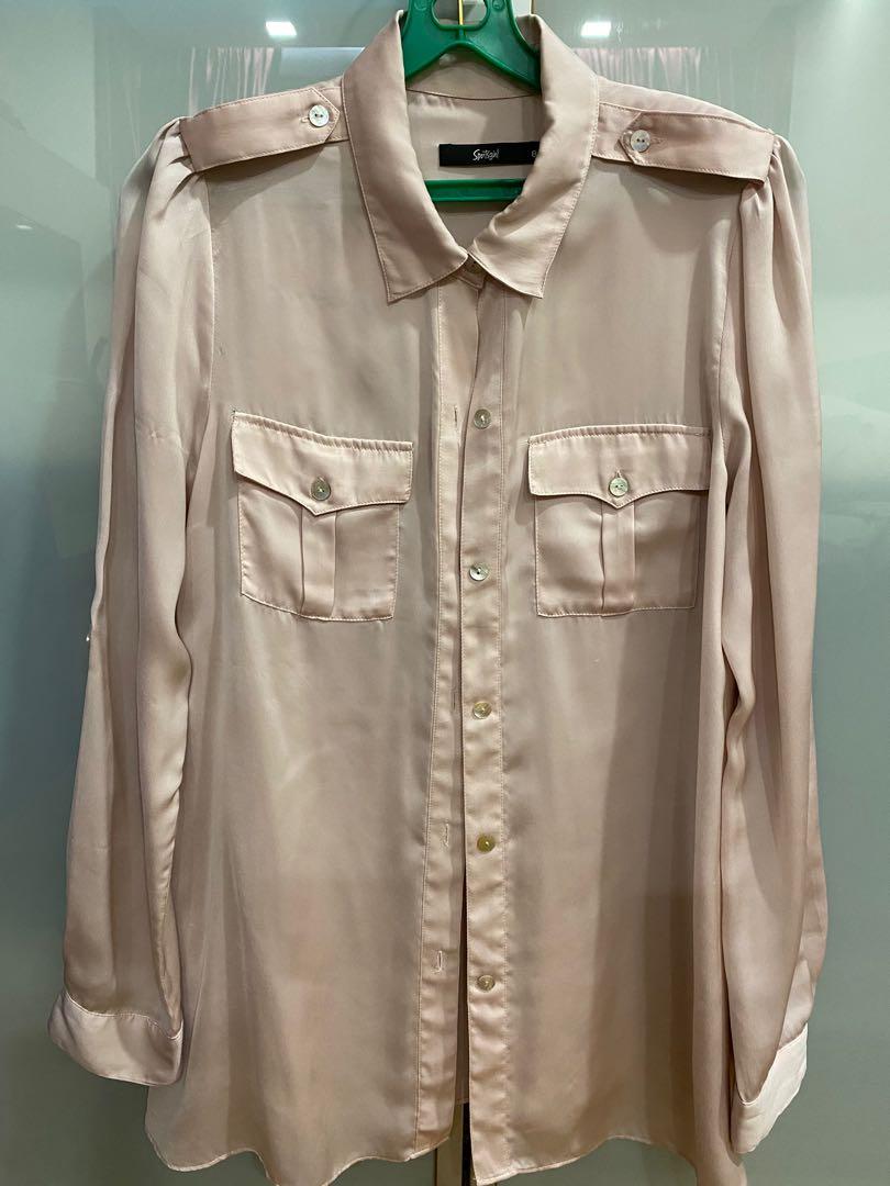 Sportsgirl Satin Military Blouse in 