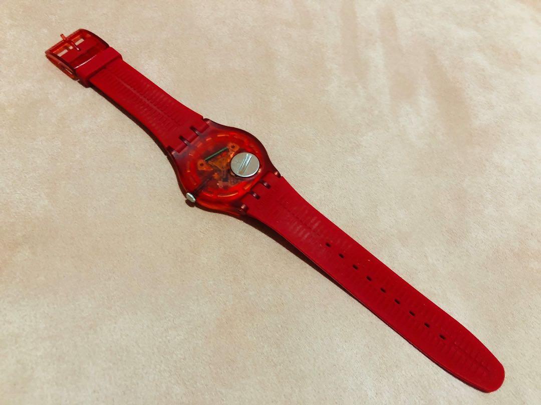 Swatch Rosso Bianco Women S Plastic Skeletal Red Dial Watch Luxury Watches On Carousell